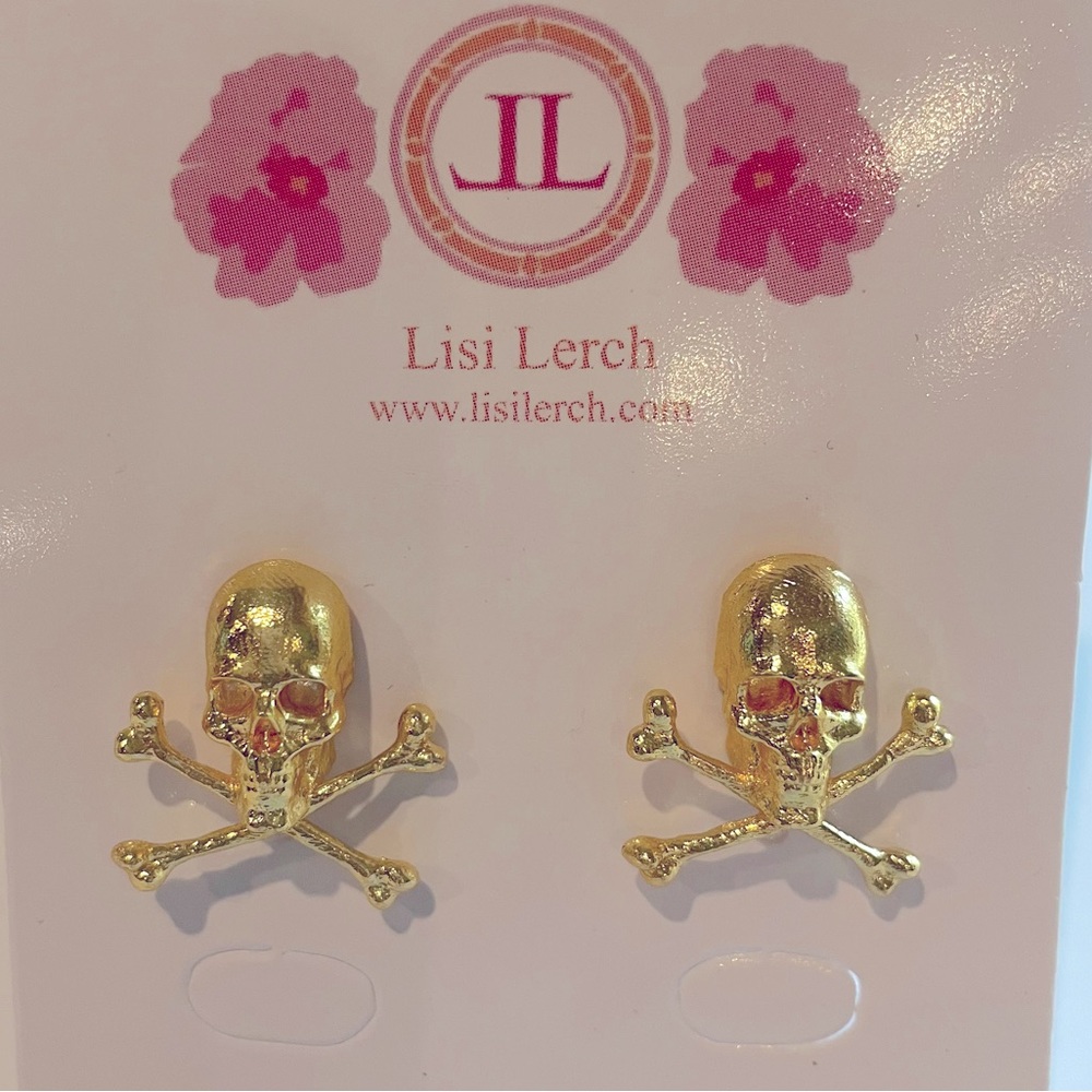 Lisi Lerch Skull Studs-Gold